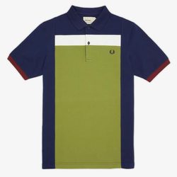 Polo azul, verde y blanco para hombre de la colección primavera/verano 2015 de Fred Perry