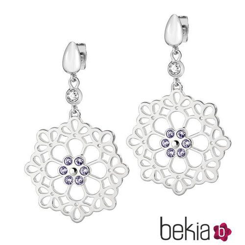 Pendientes con cristales en lila y diamantes naturales de la colección 'Kaleido' de Morellato