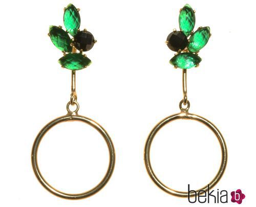 Pendientes de aro con detalle en verde de Pretty Rumour