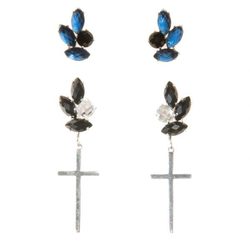 Pendientes de cruz con incrustaciones en negro y azul de Pretty Rumour