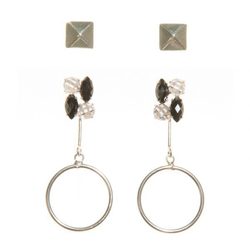 Pendientes de aro con incrustaciones en negro y blanco de Pretty Rumour