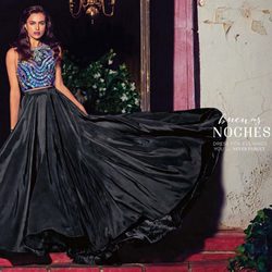Irina Shayk con una falda negra con mucho vuelo de la colección primavera/verano 2015 de Bebe