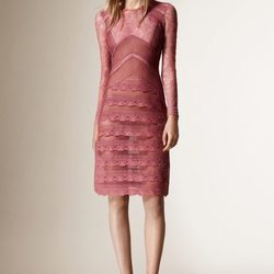Vestido rosa de encaje de la colección Crucero 2016 de Burberry Prorsum