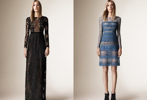 Vestido de transparencias de la colección Crucero 2016 de Burberry Prorsum