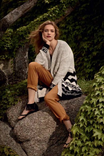 Natalia Vodianova con una chaqueta de lana de la colección otoño/invierno 2015/2016 de Etam