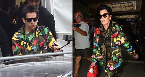 Kris Jenner con un look de camuflaje firmado por Valentino