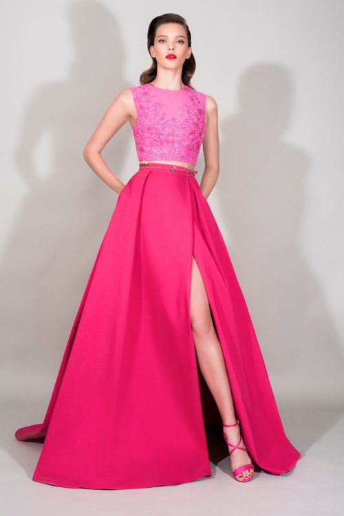 Falda larga y top fuscia de la Colección Resort 2016 de Zuhair Murad