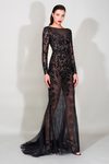 Vestido negro largo con transparencias de la Colección Resort 2016 de Zuhair Murad