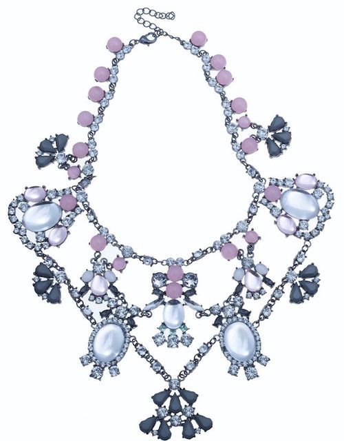 Maxi gargantilla con cristales lilas con forma de insectos