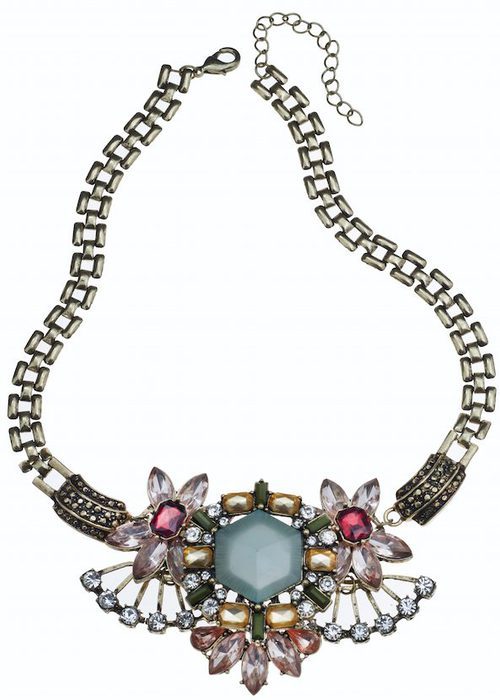 Maxi collar de piedras en tonos verdes y azules