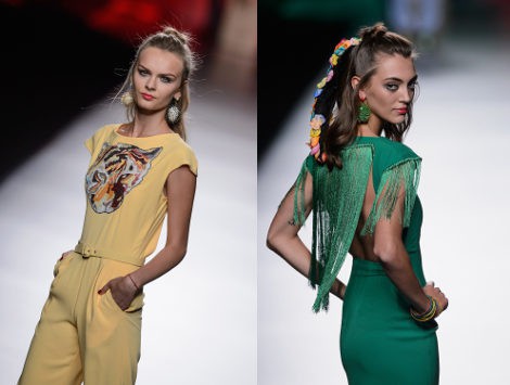 Vestido verde con flecos de Francis Montesinos para primavera/verano 2016 en Madrid Fashion Week