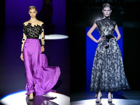 Vestido de encaje negro de Hannibal Laguna para primavera/verano 2016 en Madrid Fashion Week