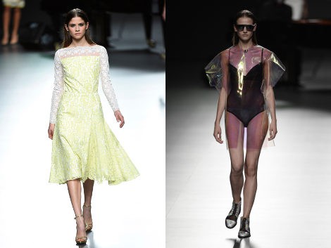 Vestido amarillo y blanco de Ion Fiz para primavera/verano 2016 en Madrid Fashion Week