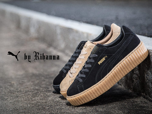 Tres zapatillas puma beige y negras de la colección 'PUMA BY RIHANNA'