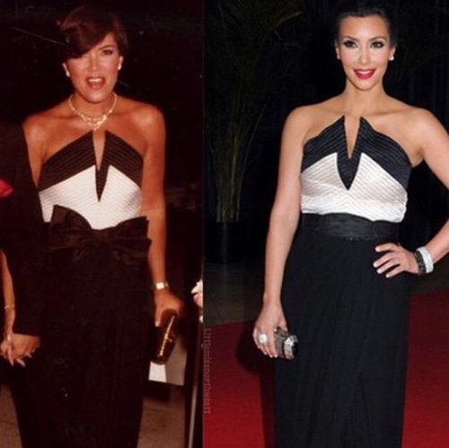 Kris Jenner y su hija Kim Kardashian con el mismo vestido de Valentino