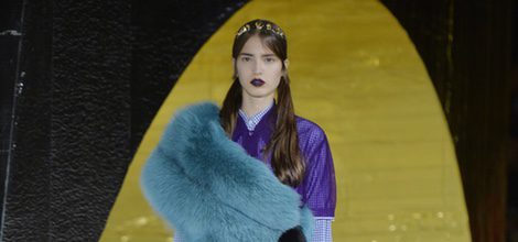 Falda y camisa de cuadros de la colección primavera/verano 2016 de Miu Miu en Paris Fashion Week