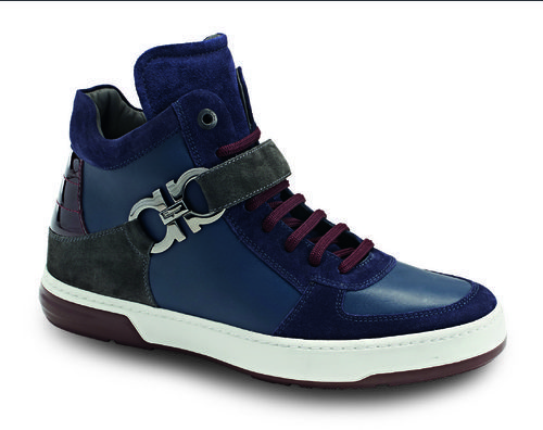 Bota burdeos gris y azul marino de la colección otoño 2015 de Salvatore Ferragamo