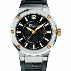 Reloj plateado y negro de la colección otoño 2015 de Salvatore Ferragamo