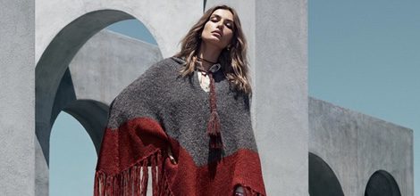 Poncho burdeos y gris de la colección otoño/invierno 2015/2016 de H&M