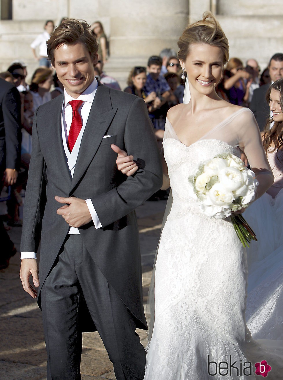 Astrid Klisans con un vestido de Pronovias en su boda con Carlos Baute