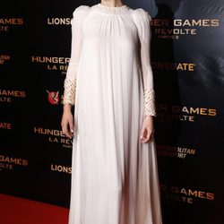 Jennifer Lawrence con vestido rosa claro de Dior en la premiere de 'Los Juegos del Hambre: Sinsajo, parte 2' en París