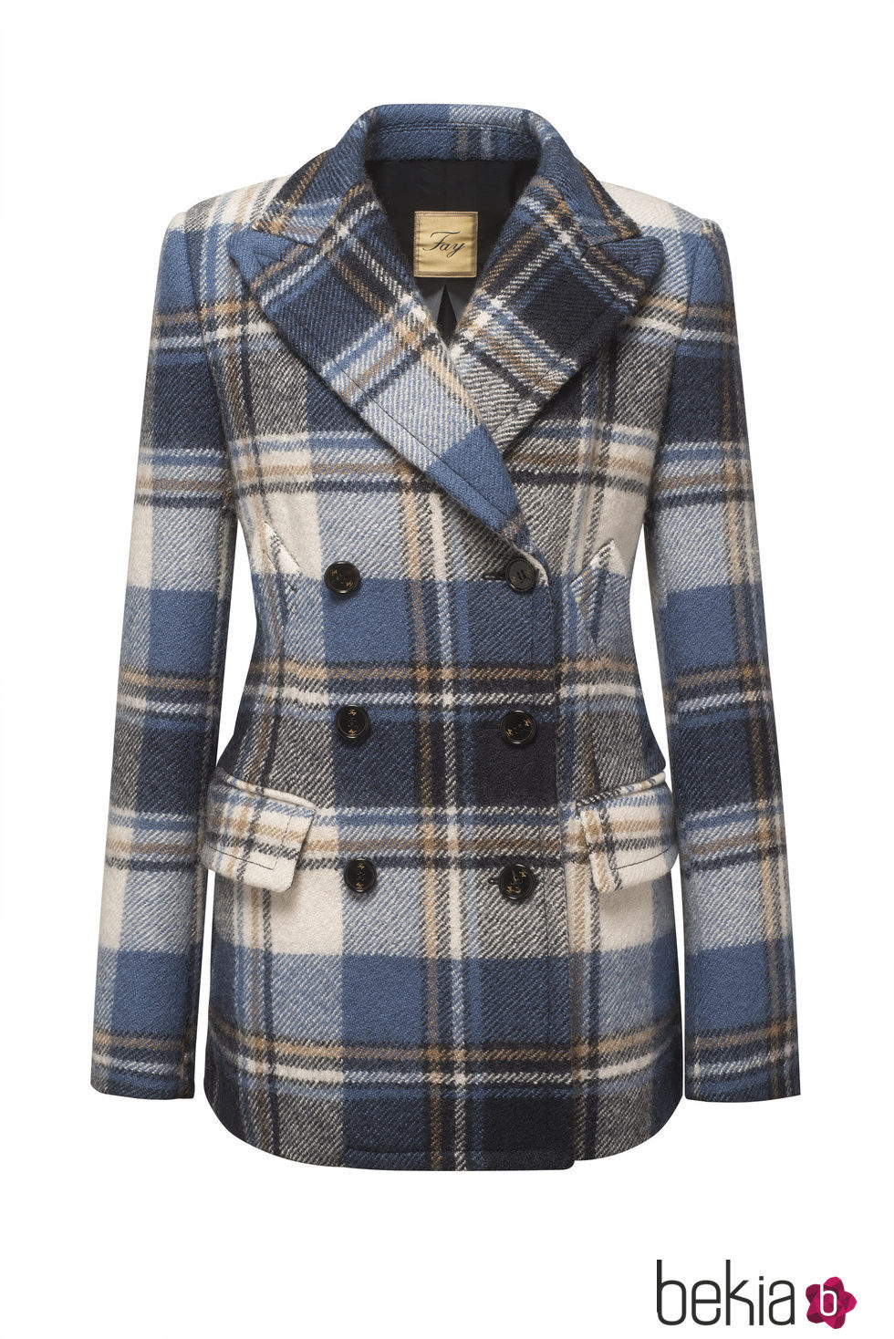 Abrigo de cuadros azules naranjas y grisáceos de la colección para el otoño/invierno 2015/2016