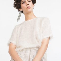 Camisa y pantalón nude de la colección de Zara Evening