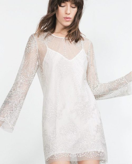 Vestido blanco con transparencias de la colección de Zara Evening