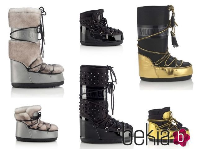 Modelos de botas de la colección Moon Boots x Jimmy Choo
