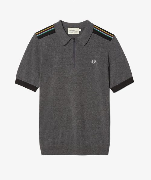 Polo gris con cremallera de la colección de Bradley Wiggins para invierno 2016 de Fred Perry 