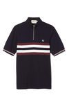 Polo azul con rayas y cremallera de la colección de Bradley Wiggins para invierno 2016 de Fred Perry