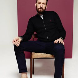 Bradley Wiggins con un cardigan de su colección invierno 2016 para Fred Perry