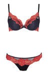 Conjunto lencero rojo y azul marino de la Lya para el otoño/invierno 2015/2016
