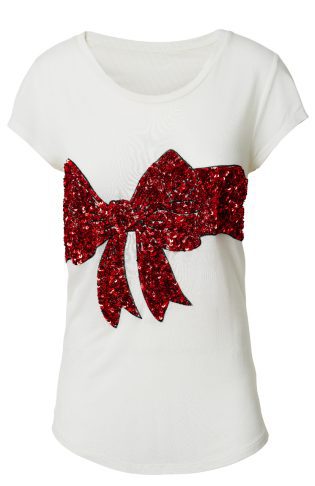 Camiseta blanca con lazo rojo de la colección Navidad 2015 de la firma H&M