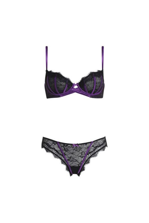 Conjunto negro y morado de la colección de Navidad 2015 de Yamamay