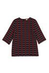Jersey azul marino y rojo de estampado geométrico de la colección otoño/invierno 2015/2016 de Dolores Promesas