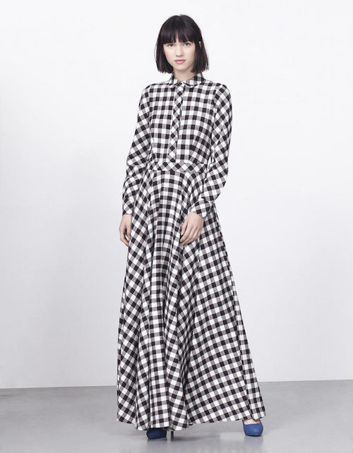 Vestido de cuadros blancos y negros de la colección Tartán de Invierno 2015/2016 de Blanco