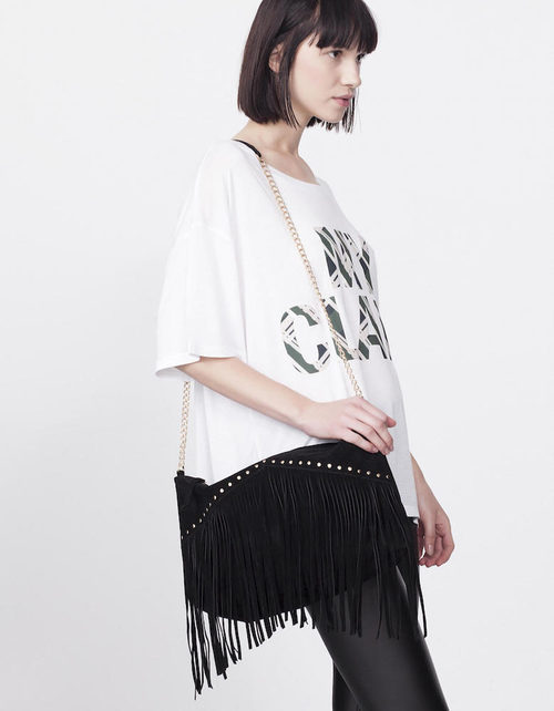 Camiseta blanca con mensaje y leggins negros de la colección Tartán de Invierno 2015/2016 de Blanco