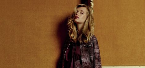Traje de chaqueta en tweed de tonos burdeos y beige de la colección Navidad 2015 de Primark