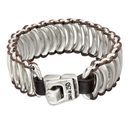 Pulsera Colapso Espacial con óvalos de plata y cuero de la colección Universo de Uno de 50
