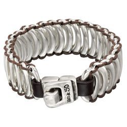 Pulsera Colapso Espacial con óvalos de plata y cuero de la colección Universo de Uno de 50