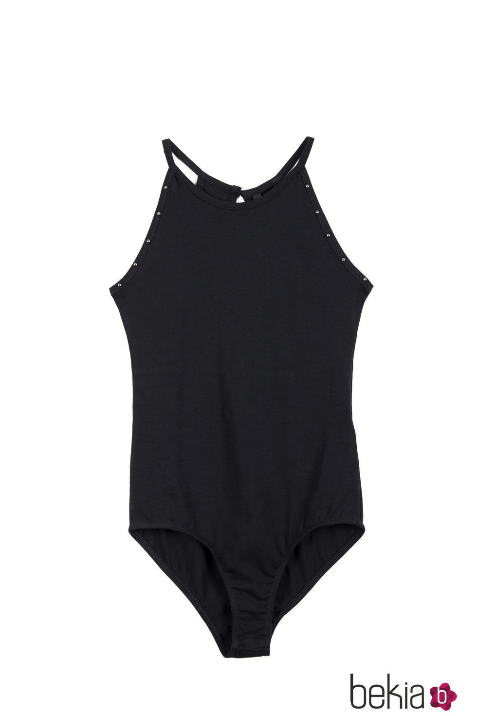 Body negro con tachas metálicas de la línea Xmas Punk de Shana
