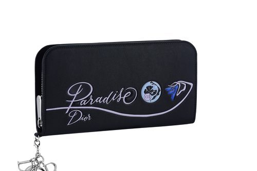 Cartera de mano rectangular en negro con detalle floral de la línea 'Dior Paradise' 