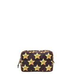 Neceser marrón con logo MOSCHINO y Starman de 'Super Moschino' para AW 15