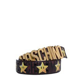 Cinturón marrón con logo y Starman de 'Super Moschino' AW 15