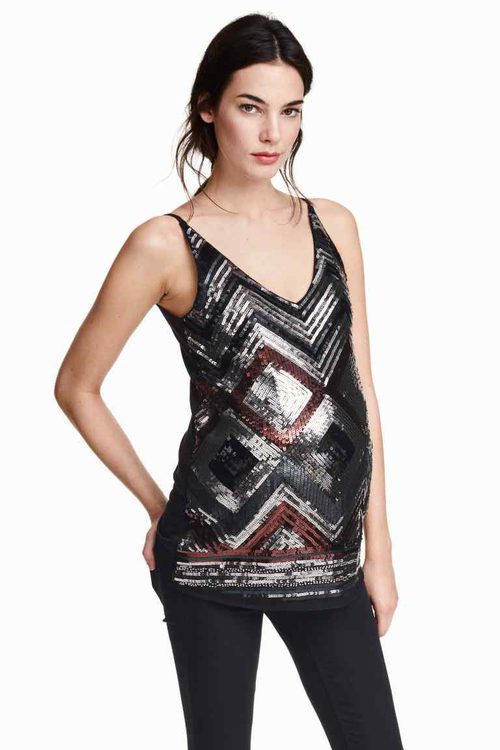 Top con lentejuelas de la línea premamá de H&M para la temporada AW 2015