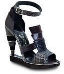 Sandalia patchwork de pitón, cocodrilo y ante de Salvatore Ferragamo temporada invierno 2015