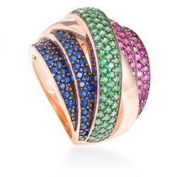 Anillo Luam de piedras preciosas multicolor de la línea 'Edurne for Luxor' para la temporada invierno 2015
