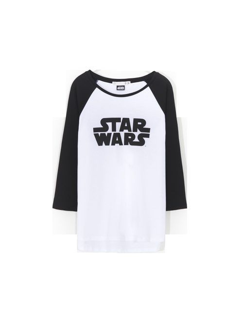 Camiseta blanca con logo y mangas negras de 'Star Wars' para Lefties