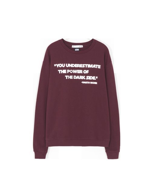 Sudadera granate con frase en blanco de 'Star Wars' para Lefties